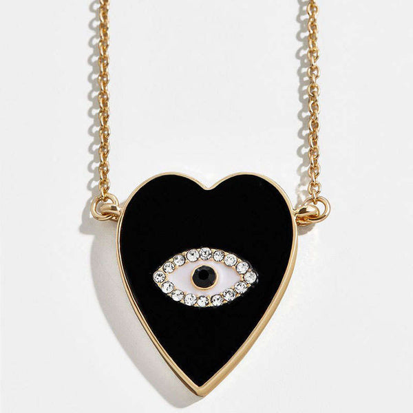 Evil Eye Protection Heart Necklace - Gold